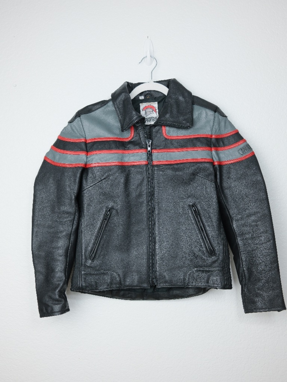 Vintage Spartan Leather Motorcycle Jacket Women Size 12 Multi-Color Biker Moto